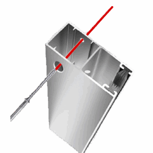 coulisse avec percage de face